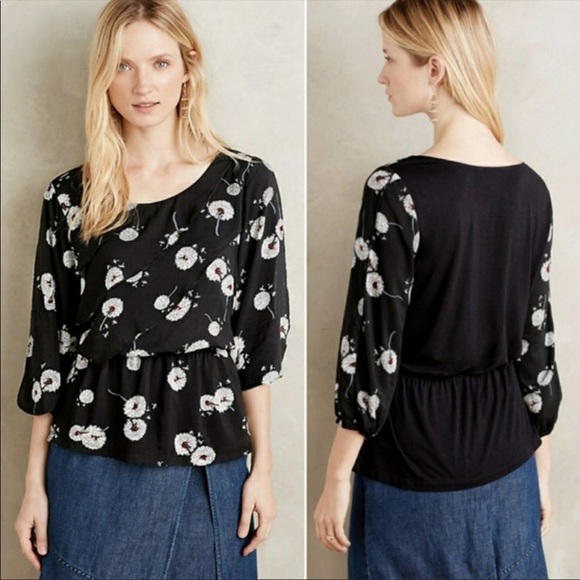 Anthropologie Deletta Dandelions Wished Bloom Shirt Sz Small - Picture 1 of 7